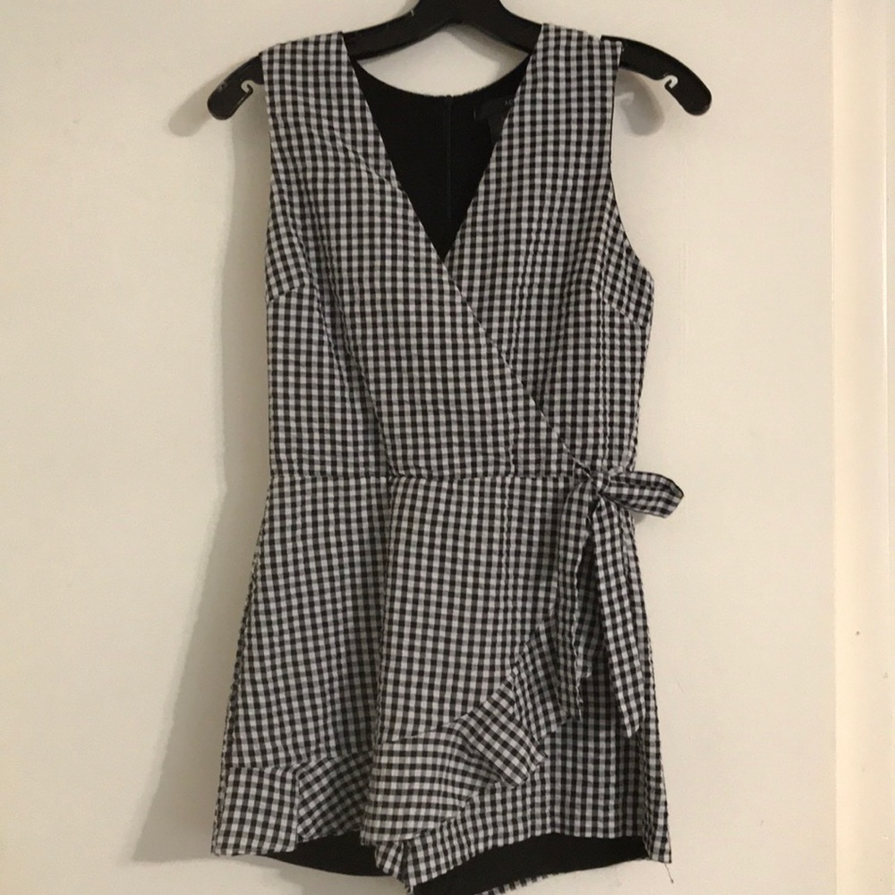 Black and white check romper